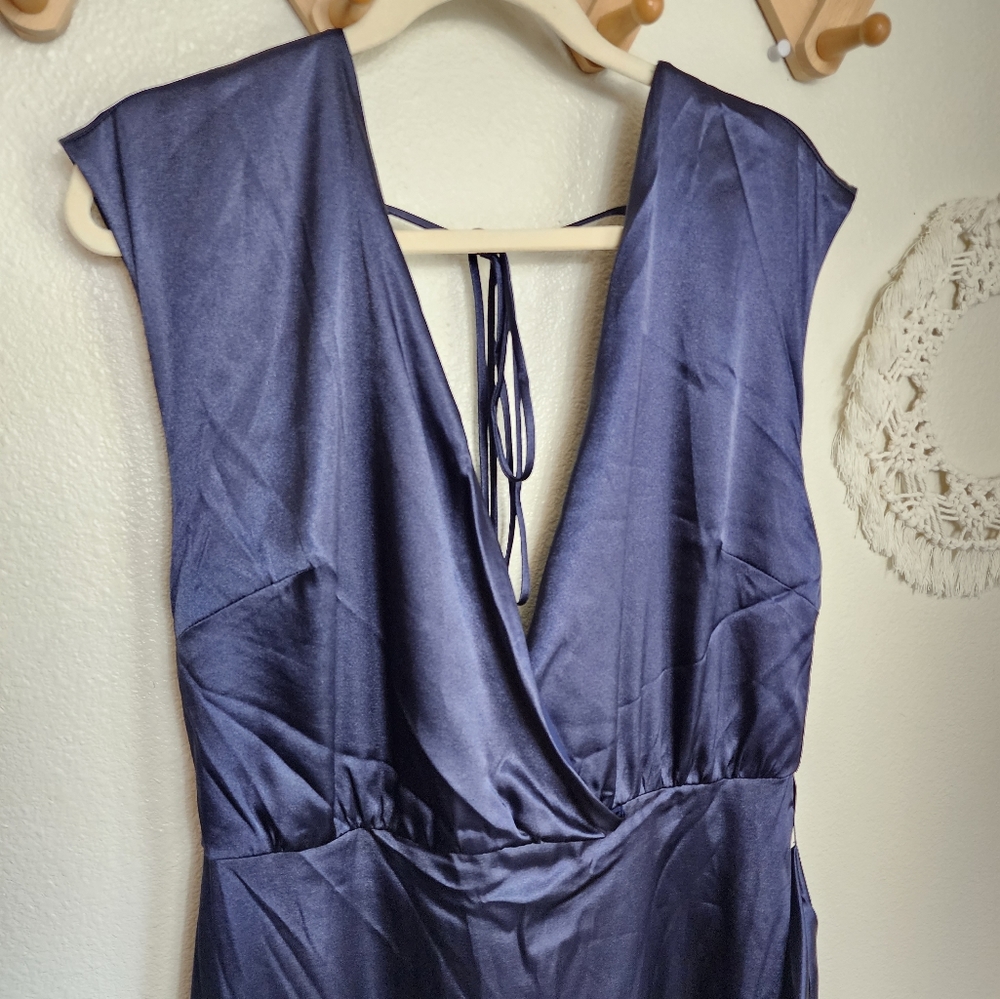 Dessy Collection Cap Sleeve Blouson Faux Wrap In Midnight Navy Style 305… - Picture 3 of 12
